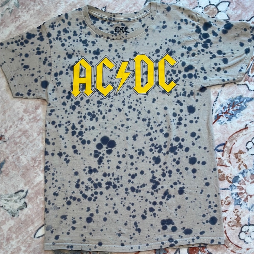 AC/DC Gray Short Sleeve Tee with Yellow Logo